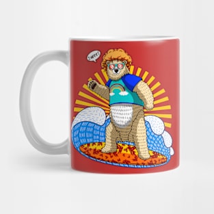 cool afro polar bear surfing Mug